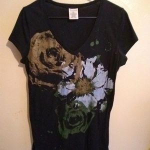 Black T-shirt With Flower